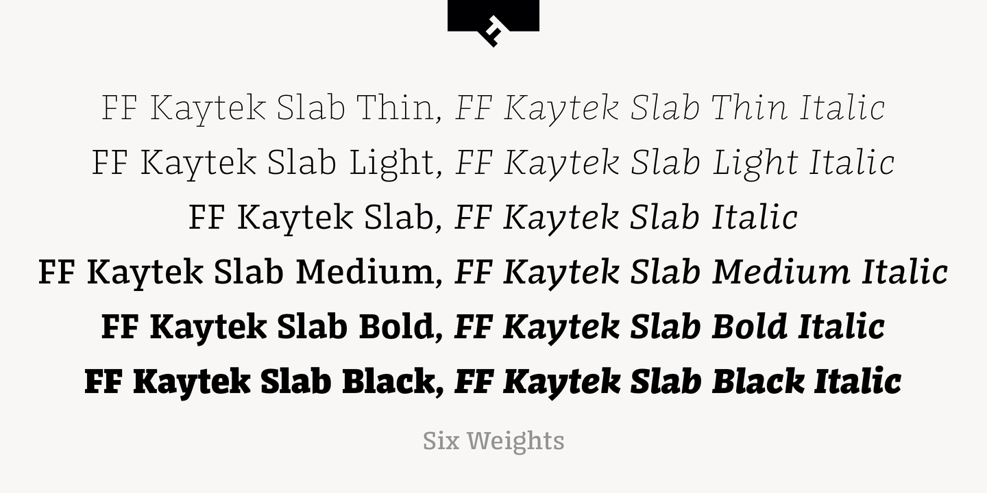 Ejemplo de fuente FF Kaytek Slab Regular